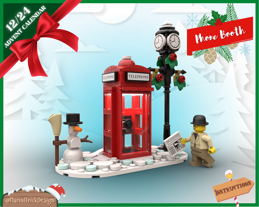 LEGO Christmas English Phone booth Instructions - LEGO Winter Village MOC