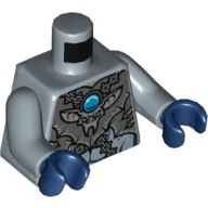 Torso Armor Gray with Silver Buckles, Bat Pendant and Blue Round Jewel (Chi) Print, Sand Blue Arms, Dark Blue Hands / Sand Blue
