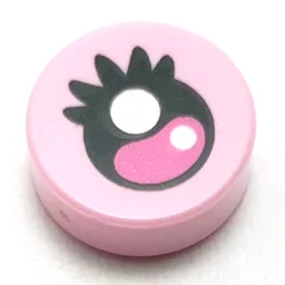 Tile Round 1 x 1 with Eye, Dark Pink Iris, Black Lashes Print / Bright Pink