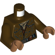 Lego Torso Fur Coat, Dark Tan Scarf and Reddish Brown Belt with Silver Buckle Print (Han Solo), Dark Brown Arms, Medium Nougat Hands / Dark Brown