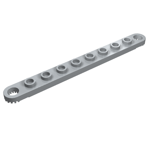 Lego Technic Plate 1 x 10 with Toothed Ends / Light Bluish Gray