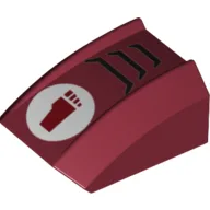 Brick Curved 2 x 2 with Lip, No Studs with TMNT Foot Clan Logo in White Circle Print / Dark Red
