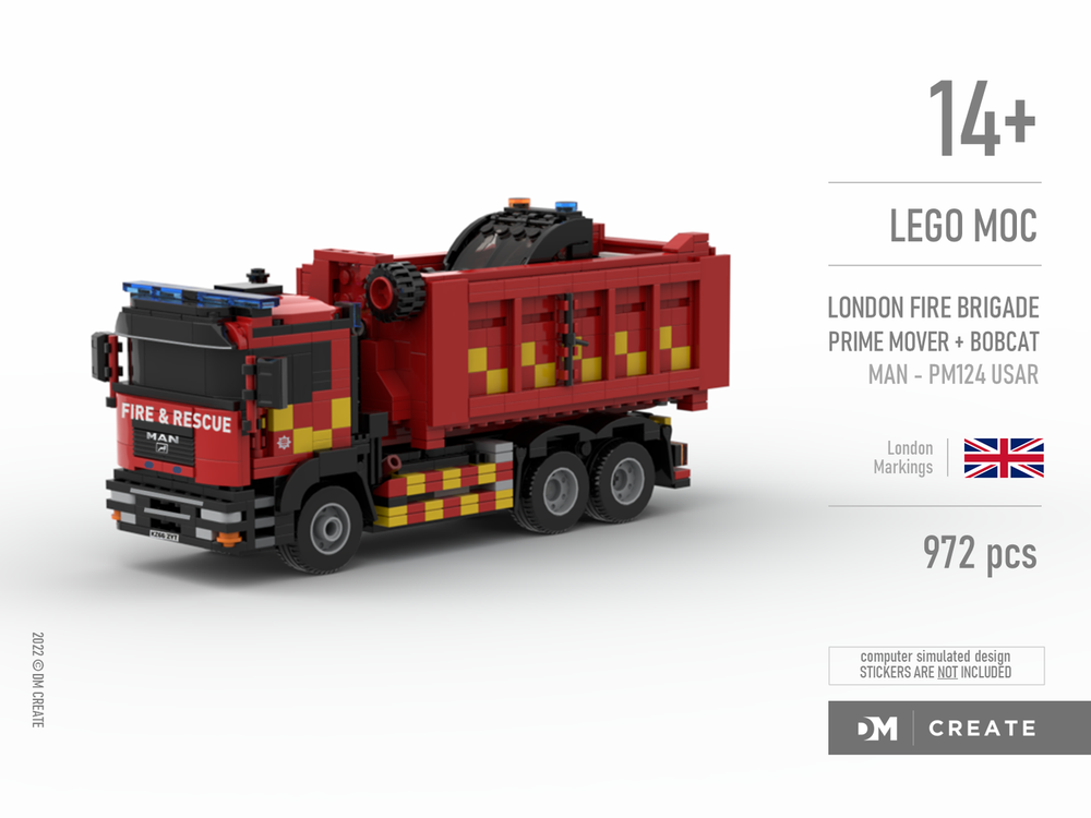 Lego London Fire Brigade - Prime Mover + Bobcat (MAN PM124 USAR)
