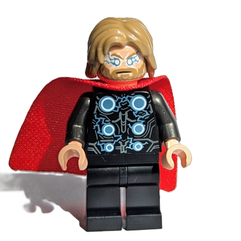 Lego Thor, Dark Tan Hair, Fabric Cape