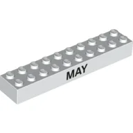 Brick 2 x 10 with Black 'MAY' / 'JUNE' Print