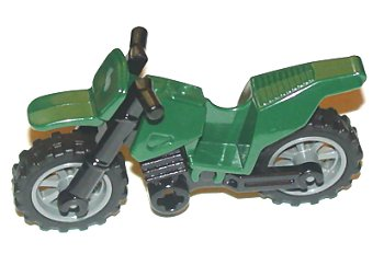 Lego Motorcycle Dirt Bike with Black Chassis (Short Fairing Mounts) and Dark Bluish Gray Wheels