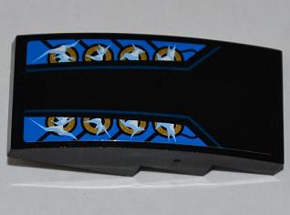 Lego Slope, Curved 4 x 2 with 8 Gold Semicircles and Electric Sparks Pattern (Sticker) - Set 9442