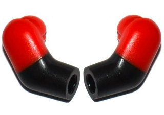 Lego Arm, (Matching Left and Right) Pair with Molded Red Short Sleeves  Pattern / Black
