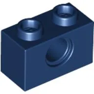 Technic Brick 1 x 2 [1 Pin Hole] / Dark Blue