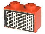 Brick 1 x 2 with White and Black Grille Pattern (Sticker) (Undetermined Type)