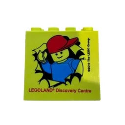 Brick 2 x 4 x 3 with 'Legoland Discovery Centre', Minifigure Breaking through Paper Print / Yellow