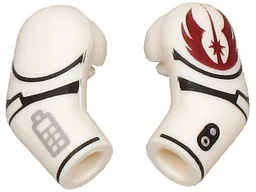 Arm, (Matching Left and Right) Pair with Black Lines, Dark Red Jedi Crest and Light Bluish Gray Compad Pattern / White