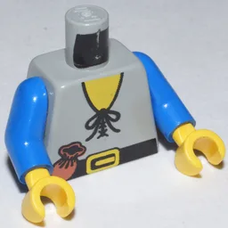 Torso, Tunic with Tied Lace and Purse Print (Forestman), Blue Arms, Yellow Hands / Light Gray