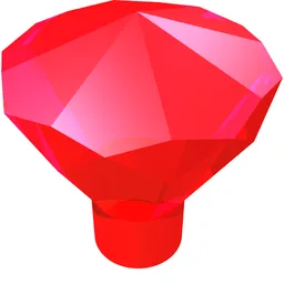Rock 1 x 1 Jewel / Gem 24 Facet / Trans-Red