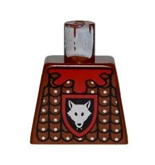 Torso Castle Knights Kingdom Wolf Head, Studded Armor, Red Collar Pattern / Brown