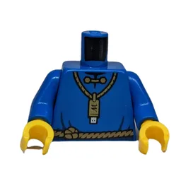 Torso, Robe with Gold USB Flash Drive on Necklace with 'M', Dark Tan Rope Belt (Merlok), Blue Arms, Yellow Hands / Blue