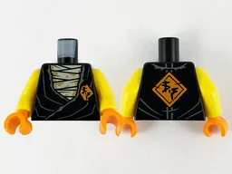 Torso Tunic over Tan Wrappings, Orange Diamond with Black Ninjago Logogram 'VS' on Lapel and Back Pattern / Yellow Arms / Orange Hands