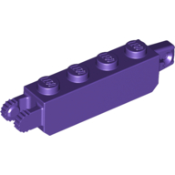 Lego Hinge Brick 1 x 4 Locking with 1 Finger Vertical End and 2 Fingers Vertical End, 9 Teeth / Dark Purple