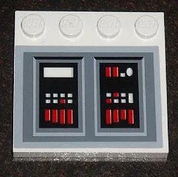 Tile, Modified 4 x 4 with Studs on Edge with SW Imperial Star Destroyer Control Panel Pattern Model Left Side (Sticker) - Set 6211