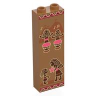 Lego Brick 1 x 2 x 5 with Hollow Studs with Tribal Paintings, People, Drums print