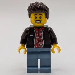 Man, Dark Brown Jacket, Sand Blue Legs, Dark Brown Hair
