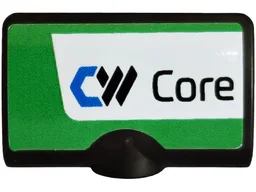 Technic, Panel Curved 2 x 3 x 1 with 'CW' CoreWeave Logo and 'Core' on White Background Pattern Model Left Side (Sticker) - Set 42240