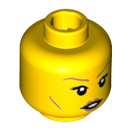 Lego Minifig Head Elf-Girl, Medium Nougat Eyebrows, Cheek Lines and Lips Print [Hollow Stud] / Yellow