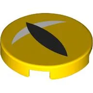 Tile Round 2 x 2 with Black Animal Eye Print / Yellow