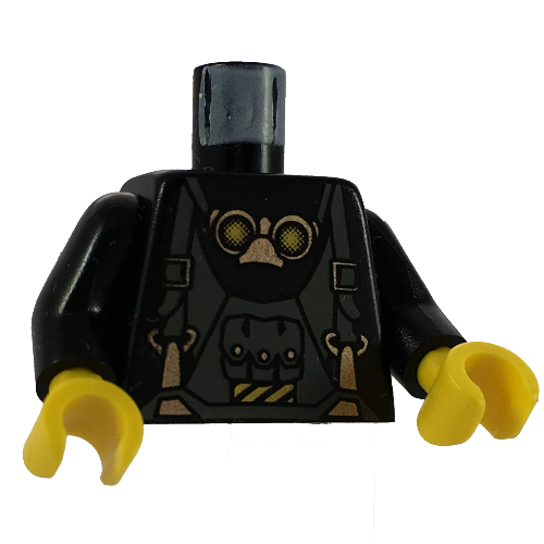 Lego Torso Overalls and Goggles Print (Axel), Black Arms, Yellow Hands / Black