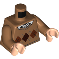 Lego Torso Argyle Sweater with White Shirt Collar Print, Medium Nougat Arms, Light Nougat Hands / Medium Nougat
