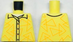 Torso Button Up Shirt with Bright Light Orange Triangles and White Undershirt Pattern / Bright Light Yellow