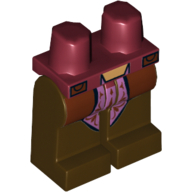 Lego Hips and Dark Brown Legs with Reddish Brown Tunic and Lavender Sash Print / Dark Red