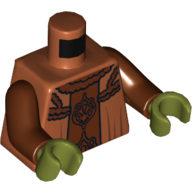 Lego Torso Neimoidian Viceroy Robe Print, Reddish Brown Arms, Olive Green Hands / Dark Orange