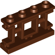 Lego Fence 1 x 4 x 2 Ornamental Asian Lattice Square with 4 Studs / Reddish Brown