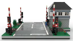 Motorized train level crossing