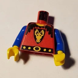 Torso, Armor, Dragon Face on Shield Print, Blue Arms, Yellow Hands / Red