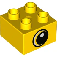 Duplo Brick 2 x 2 with Eye Looking Right with White Pupil Print