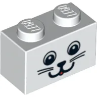 Brick 1 x 2 with Animal Face Print / White