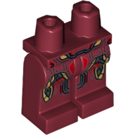 Lego Hips and Dark Red Legs with Iron Man Gold and Silver Knee Plates and Belt Print / Dark Red