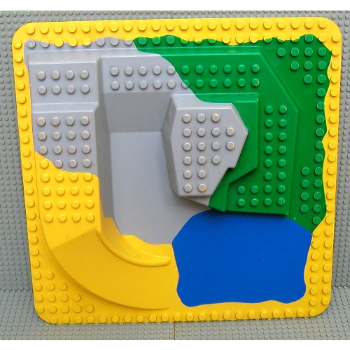 Lego Duplo Baseplate Raised 24 x 24 Four Levels, Light Gray 'Mountain', Blue Pond, Green Hills, Light Yellow Slide / Yellow