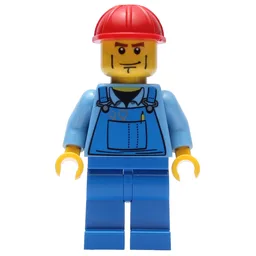 Worker - Medium Blue Torso, Blue Overall, Red Helmet