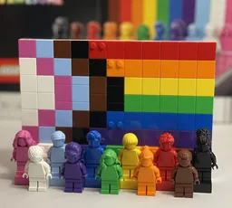 Everyone Is Awesome Pride Flag - Minifigure Display
