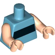 Torso, Horizontal Black Stripe Print (Powerpuff Girls), Light Arms and Hands / Medium Azure