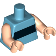Lego Torso Horizontal Black Stripe Print (Powerpuff Girls), Light Arms and Hands / Medium Azure