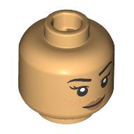 Lego Minifig Head Romilda Vane, Peach Lips, Thin Smile, Pouted Lips print / Warm Tan