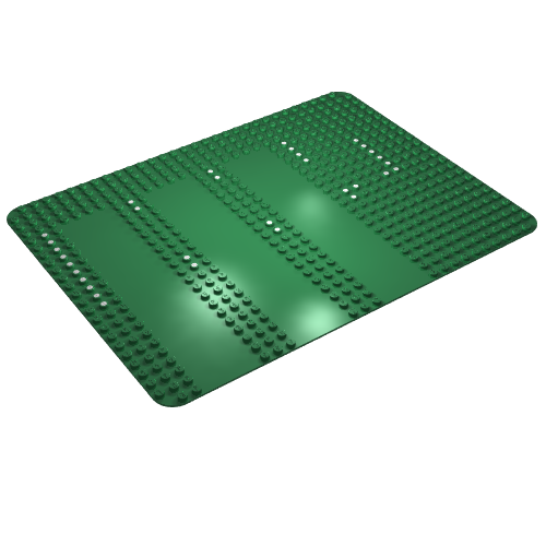 Lego Baseplate 24 x 32 with Three Driveways with Dots Print [357 / 570] / Green