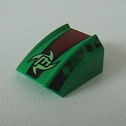 Brick Curved 2 x 2 with Lip, No Studs with 'M' and Black/Red Print (Set 8384) / Green