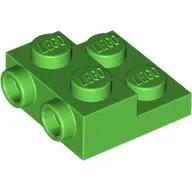 Plate Special 2 x 2 x 2/3 with Two Studs On Side and Two Raised [Half Hollow Anti-stud] - Updated Version / Bright Green