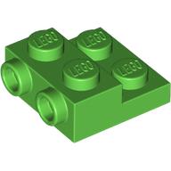 Lego Plate Special 2 x 2 x 2/3 with Two Studs On Side and Two Raised [Half Hollow Anti-stud] - Updated Version / Bright Green