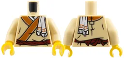 Torso Tunic, Dark Orange Lapels, White Towel over Shoulder, Dark Red Belt Pattern / Tan Arms / Yellow Hands / Tan